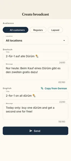 Stempla app: composing a push notification to all collectors