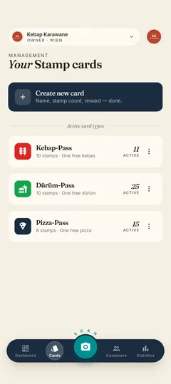 Stempla app: managing a business’s stamp cards