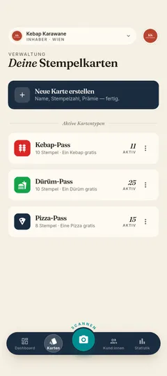 Stempla-App: Verwaltung der Stempelkarten eines Betriebs