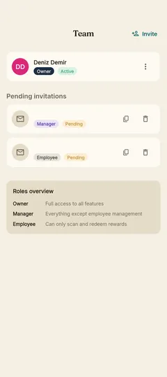Stempla app: managing employee accounts