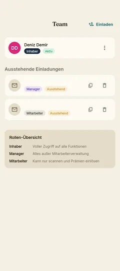 Stempla-App: Verwaltung der Mitarbeiter-Zugänge