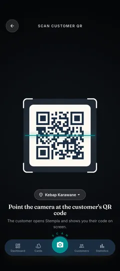 Stempla app: the QR scanner used for stamping