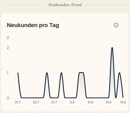 Liniendiagramm der Neukunden pro Tag